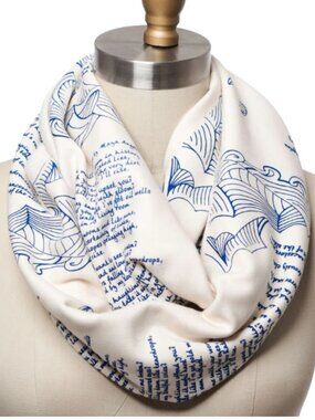Storiarts Maya Angelou Still I Rise Book Scarf Cream & Blue